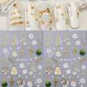 2 x 5D Embossed Christmas Nail Art Stickers 2 Sheets Self Adhesive Christmas Snowflake Nail Decals Gold Xmas Tree Lamp Ball Christmas Nail Art Supplies for Women Girls Christmas Nail Decorations