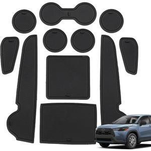Center Console Pads for 2022-2026 Toyota Corolla Cross 11Pcs Black | Cup Holder Insert Silicone Coaster,for Corolla Cross Accessories,Odorless,Non-slip,Soft Mats