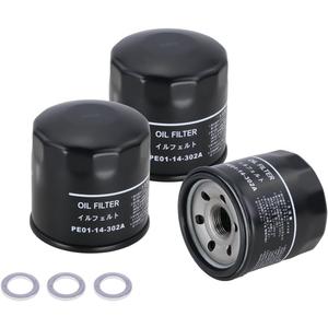 Kefly PE01-14-302A Engine Oil Filters Fits for Mazda 3 6 CX-3 CX-30 CX-5 CX-50 MX-5 Miata, with Drain Plug Gasket (3PCS)