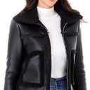 Women's Faux Shearing Moto Jacket Thick Fur Lined Coat Sherpa Leather Jacket