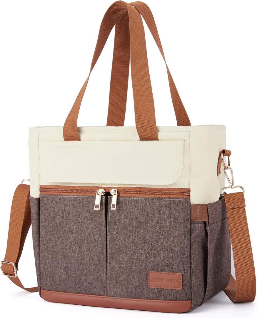JOYHILL Lunch Bag for Man, Lunch Tote for Woman, Leakproof Insulated Lunch Box with Shoulder Strap, Adult Reusable Lunch Cooler Tote Bags for Work PicnicCamping Beach (B-BROWN)