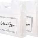 Belinlen 100Pcs 16x18 Inch Thank You Bags for Small Business Plastic Retail Shopping Bags for Stores, Boutique, Party, Gift, Clothes Reusable Plastic Thank You Bag (White, 2.36mil Thickness)