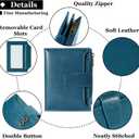 Airkit Small Wallet Women RFID Blocking Soft Leather Bifold Compact Card Holder Wallet for Women with Zipper Coin Pocket 4 ID Window, Peacock Blue