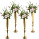 4 Pcs 22.5" Tall Gold Metal Vases for Wedding Table Centerpieces
Polished Gold Metal, Versatile Style, Fits Feather & Faux Flowers, Easy Assembly, Multi-Use Decor, Flowers Not Included