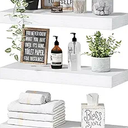 QEEIG Floating Shelves for Wall Bathroom Shelf Bedroom Kitchen Living Room Hanging Book Shelves Small Farmhouse Decor 16 inch Set of 3, White (015W3)