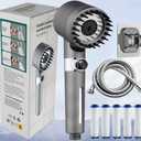 Ion Shower Drops Head Filtered Showerhead With Five Filters,Filtered Shower Head With Handheld,High Pressure Turbo Showerhead,Reusable,Adjustable Settings With Hose 4-piece set Very good