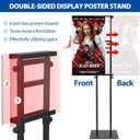 2Pack Poster Stand for Display, Heavy Duty Floor Standing Sign Holder, Double-Sided Poster Board Stand, Adjustable Height Up to 80 inch, Outdoor Banner Stand for Board & Foam Display, Black