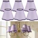 VIHOSE Set of 6 3'' Top x 6'' Bottom x 5'' High Lamp Shade with Petal Edge, Fabric Scalloped Lampshade, for Floor Wall Table Lamps Living Room Bedroom Easy Assembly(Light Purple)