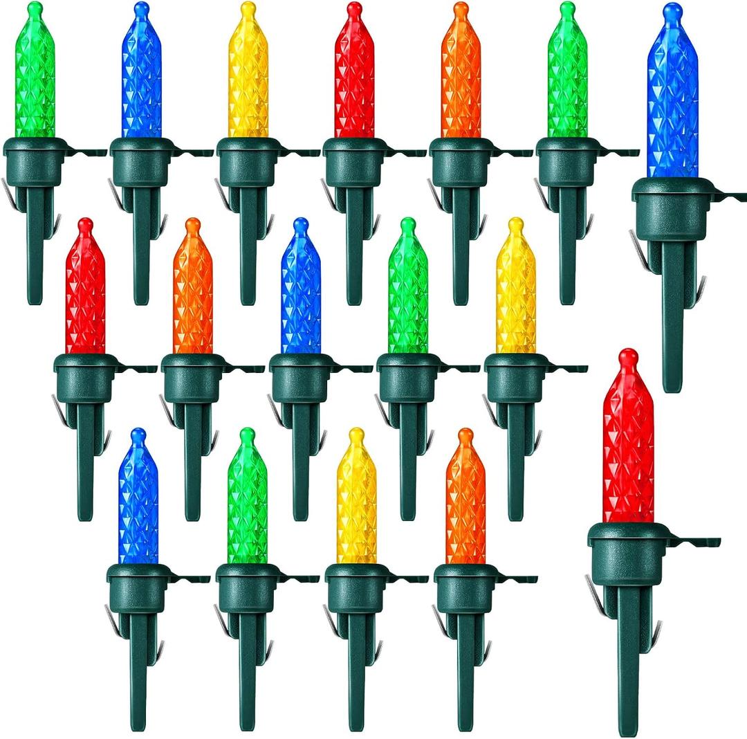 160 Pack Christmas Replacement Mini Bulbs 3 V LED String Lights Outdoor Indoor Wide Angle Bulbs for Christmas Tree Garden Home (Green Base with Multicolor Bulb)