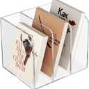 Acrylic Desk Organizer Book Organizer, Magazine File Holder, Vertical File Organizer Stand File Folder Holder, Mail Organizer Countertop Mail Sorter File Sorter, Clear Book Ends Book Holder