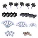 Xadnitu 48 Pieces 1/4"-20 T Track Bolts and Knobs Kit, T-Track Accessory Tool Set Including T Bolts and Threaded Knobs for Woodworking Jigs and Fixtures