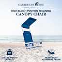 Caribbean Joe Folding Beach Chair, 1 Position High Back Outdoor Camping Chair with Canopy, Lightweight and Portable, 23.25in x 26.4in x 42.5in
