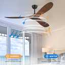 60'' Ceiling Fan No Light with Remote Control, Outdoor Ceiling Fan with DC Reversible and Silent Motor,3 Plastic Blades, Dark Walnut Fan for Patios,Living Room, Bedroom