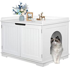 Pet Republic Hidden Cat Litter Box Enclosure Cat Litter Box Furniture Washroom House Table Nightstand (White) size : Dimensions22.8"L x 15.7'' x 23.6"H