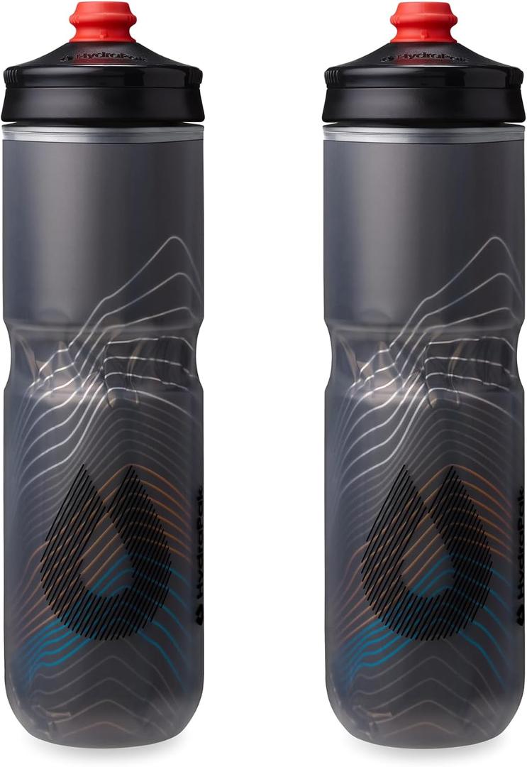HydraPak | Polar Bottle - Polar Surge Insulated Bike Water Bottle 2-Pack - High Flow, Cycling & Sports Squeeze Bottle (Ascent Black, 700ml / 24oz)
