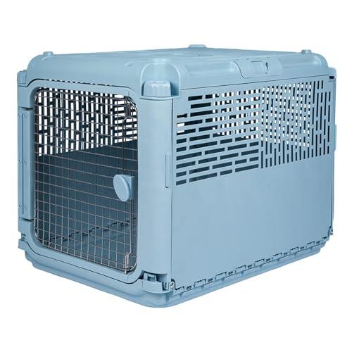 Sport PET Plastic Kennels Rolling Plastic Wire Door Travel Dog Crate, Collabsible Kennel, 22.1" L x 23.3" W x 30.6" H