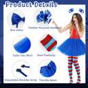 Halloween Costume Accessories Include Womens Tulle Tutu Headband Bow Ties Stretchy Striped Socks for Adults Cosplay (Blue)
