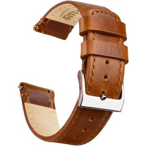 Ritche Leather Watch Strap with Quick Release Pins, 18mm Replacement Watch Band for Men and Women, Fits Smartwatches & Traditional Watches