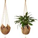 Shappy Jute Crochet Long Plant Hanger for 3 Inch to 12 Inch Pots, Macrame Plant Holder Rope with S Shaped Hooks for Halloween Home Decor(Brown)