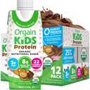 Orgain Organic Kids Nutritional Protein Shake, Chocolate, Healthy Kids Snacks, 8g Dairy Protein, 3g Fiber, 22 Vitamins & Minerals, No Soy Ingredients, Gluten Free, Non-GMO, 8.25 Fl Oz (Pack of 12) (EXP 02/02/26)
