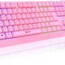 KLIM Chroma Pink Wireless Keyboard  RGB Backlit, Rechargeable Battery, Wireless Keyboard with Water-Resistant Durable Design, Compatible with PC, Mac, PS4, PS5