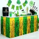 2 Pcs St. Patrick's Day Party Decorations,29.5 x 108 Inch Green Gold Table Skirts,Metallic Wavy Tinsel Foil Fringe Table Skirts,Round and Rectangle Tables Decorations for Irish-Themed Party Supplies