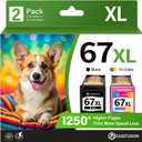 EaseFusion 67XL Ink Cartridges Black/Color Combo Pack Replacement for HP Ink 67 for 67XL HP Printer Ink Compatible with DeskJet 2855e 2755e 2700 4255e 4155e 4100 Envy 6000 6055e 6455e Printer