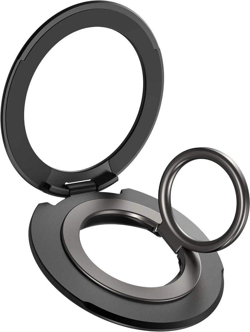metisinno Magnetic Phone Ring Stand Compatible with MagSafe, Adapter Ring for MagSafe Sticker Included, Phone Grip and Holder, Removable for Wireless Charging Compatible, Black