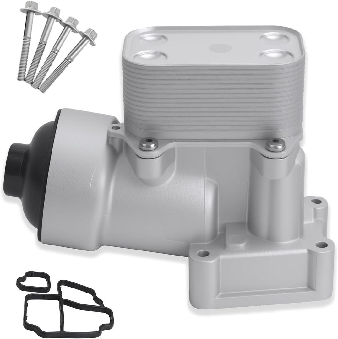 Upgrade Aluminum Engine Oil Cooler Filter Assembly Compatible With VW Audi Vehicle Amarok Passat 2.0L 2012-2014 A3 Q3 2.0L, Replaces#03L115389H 03L-115-389-H 03L115389B 03L115389G 03L115389C