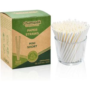 4'' x 0.2'' White Mini Paper Sipping Straws, Tasting & Sample Straws, Stirring Straw Sticks, Paper Sticks, DIY Crafts - Biodegradable, 500 Counts