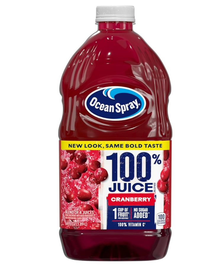 Ocean Spray® 100% Juice, Cranberry, 64 Fl Oz Bottle (Pack of 8) BBD:02-13-26