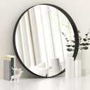 LYYYXGYP Black Round Wall Mirror for Bathroom 24x24 Inches Stainless Steel Metal Frame Mirror for Wall Hanging Wall Mounted Mirror