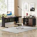 Tribesigns 63 Inch Executive Desk with File Cabinet, L Shaped Office Desk, 63 inches x 31.5 inches x 29.5 inches