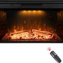 36 inch Wide 21 inch High Electric Fireplace, Wall Fireplace Electric with Remote Control, Realistic Log and Crackling Sound, Overheating Protection and Timer, 750/1500W Black