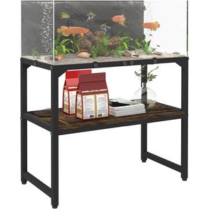 20 Gallon High Rimless Fish Tank Stand with Shelf for Storage, 2 Tiers Metal Aquarium Stand, Breeder Tank Turtle Reptile Terrariums Stand Rack for Home Office, 24" L x 12" W x 20.5" H, Black