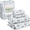 RUVANTI Flannel Sheets Queen Size - GOTS Certified 100% Organic Cotton, 4 Piece Warm, Soft & Breathable Set, Deep Pocket Snug Fit, Double Brushed Cozy All Season Bedding, Crystal Noir