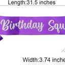 Birthday Squad Sash Purple for Women Men 16th 18th 21st 30th 40th 50th or Any Other Bday Party Supplies Decorations