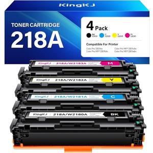 218A Toner Cartridges 4 pack Compatible for HP 218A W2180A 218X W2180X for Color Pro MFP 3301fdw 3201dw 3301sdw 3301cdw 3201 3301 Series Printer ink Scanner Copier W2181A W2182A W2183A Black (NO Chip)