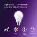 PHILIPS LED 60W A19 3-Pack Ultra Definition Soft White (2200K) 800 Lumen (8W=60W) Dimmable Flicker Free Light Bulbs