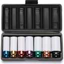 EMENTOL 7PCS 1/2" Drive Thin Wall Deep Wheel Protector Impact Socket Set, CR-MO, Lug Nut Impact Socket Set-17mm, 19mm, 21mm, 22mm, 23mm, 24mm, 27mm