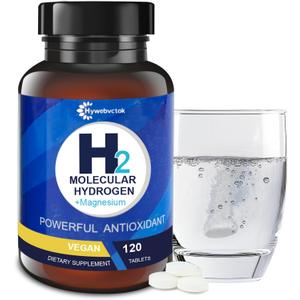 Hywebrvctok Hydrogen Water Tablets with Magnesium, 8 PPM H2 Molecular Hydrogen Tablets for Drinking Water, Rich in Antioxidants, Supports Cellular Health Recovery & Cognitive Function, 120 Counts