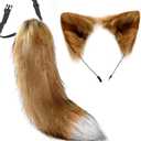 YXCFEWD Cat Wolf Fox Ears and Tail Set for Kids Fluffy Fox Tail Cosplay Party Wolf Costume Fox Tail Keychain Halloween
