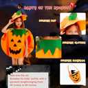 Halloween Kids Pumpkin Costume Set with Poncho, Hat and Treat Bag for Toddler Kids Youth (Orange)
