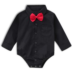 SOBOWO Infant Baby Boy Formal Dress Shirt Bodysuit Long Sleeve Button Up One-Piece Collar Romper Jumpsuit Wedding Party 0-24M (18-24 Months, Black) SOBOWO Infant Baby Boy Formal Dress Shirt Bodysuit Long Sleeve Button Up One-Piece Collar Romper Jumpsuit Wedding Party 0-24M (18-24 Months, Black)