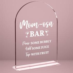 Baby in Bloom Shower Decorations, Baby Shower Sign, 5x7 Inch Arch Acrylic Mimosa Bar Sign, Reception & Event Party, Birthday Party Decorations