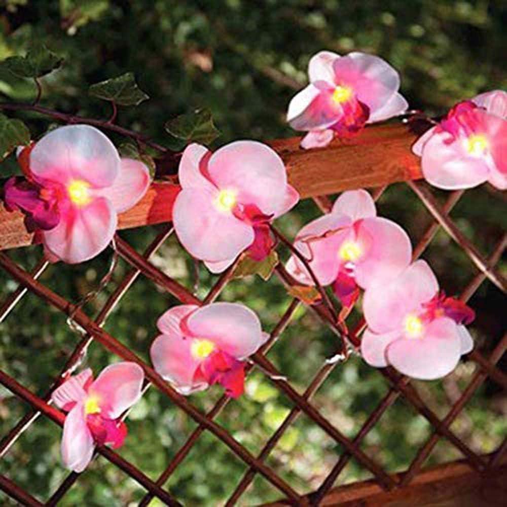 Solar Garden Lights Outdoor, Waterproof Flowers String Light, 12.5ft 10 LED Phalaenopsis Orchid Patio Light for Garden Yard Tree Christmas Wedding Party Decor