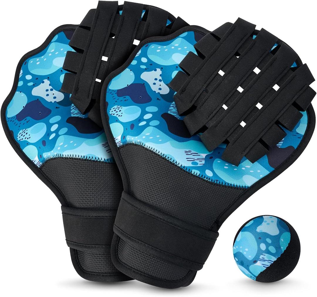 TTQ Water Baseball Ball and Gloves Set for Pool & Beach Games  Adjustable Ambidextrous Baseball-Style Mitts with Water Bouncing Ball for Summer Outdoor Water Sport
