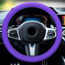 LRITER Car Steering Wheel Cover, Non-Slip Silicone Material, Multiple Color Choices, Universal Auto Parts Steering Wheel Cover, Suitable for Most Cars (Purple) (1PCS)