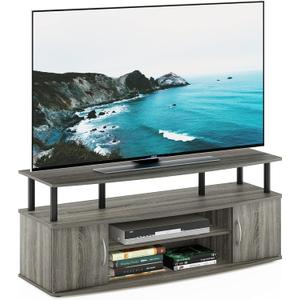 Furinno JAYA Large Entertainment Stand for TV Up to 55 Inch, French Oak Grey/Black