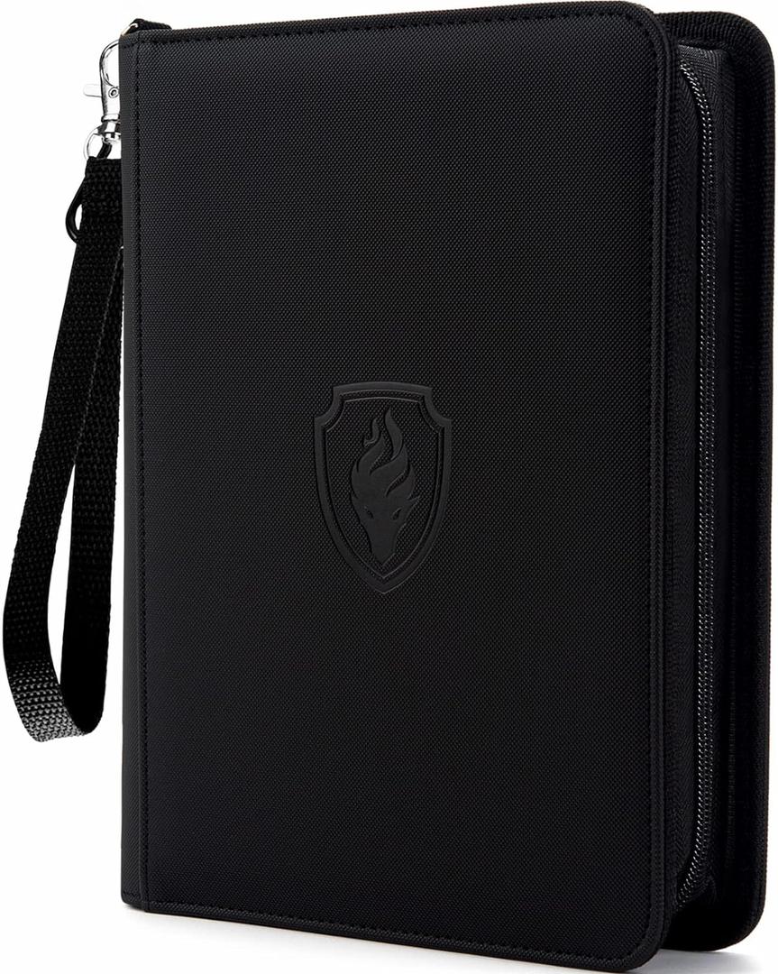 Fabmaker Premium 4 Pocket Zip Card Binder, Trading Card Binder for 320 Cards, Portable PU Card Collection Binder, Collector Card Album Folder for Game & Sports Cards (Black)
